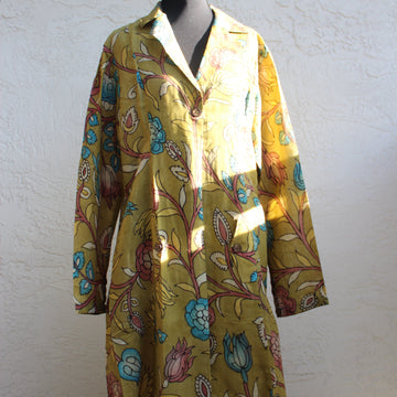 Yellow Kalamkari Cape Dress