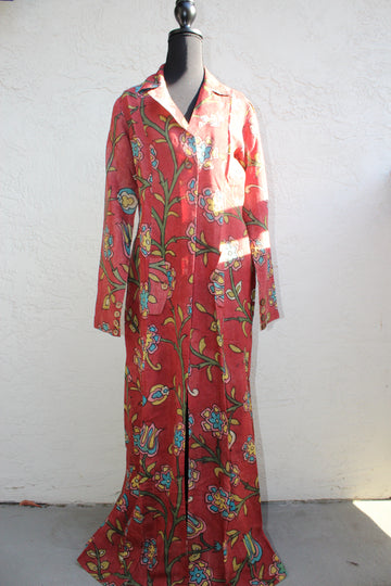 Floral Red Kalamkari Cape dress
