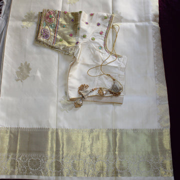 White Kanchipuram Saree