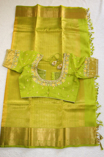 Yellow pure silk Kanjivaram saree