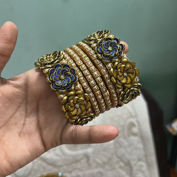 Blue and gold bangles set