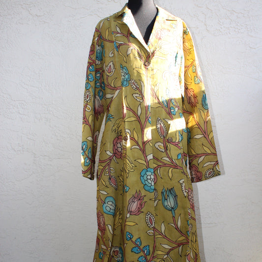 Yellow Kalamkari Cape Dress