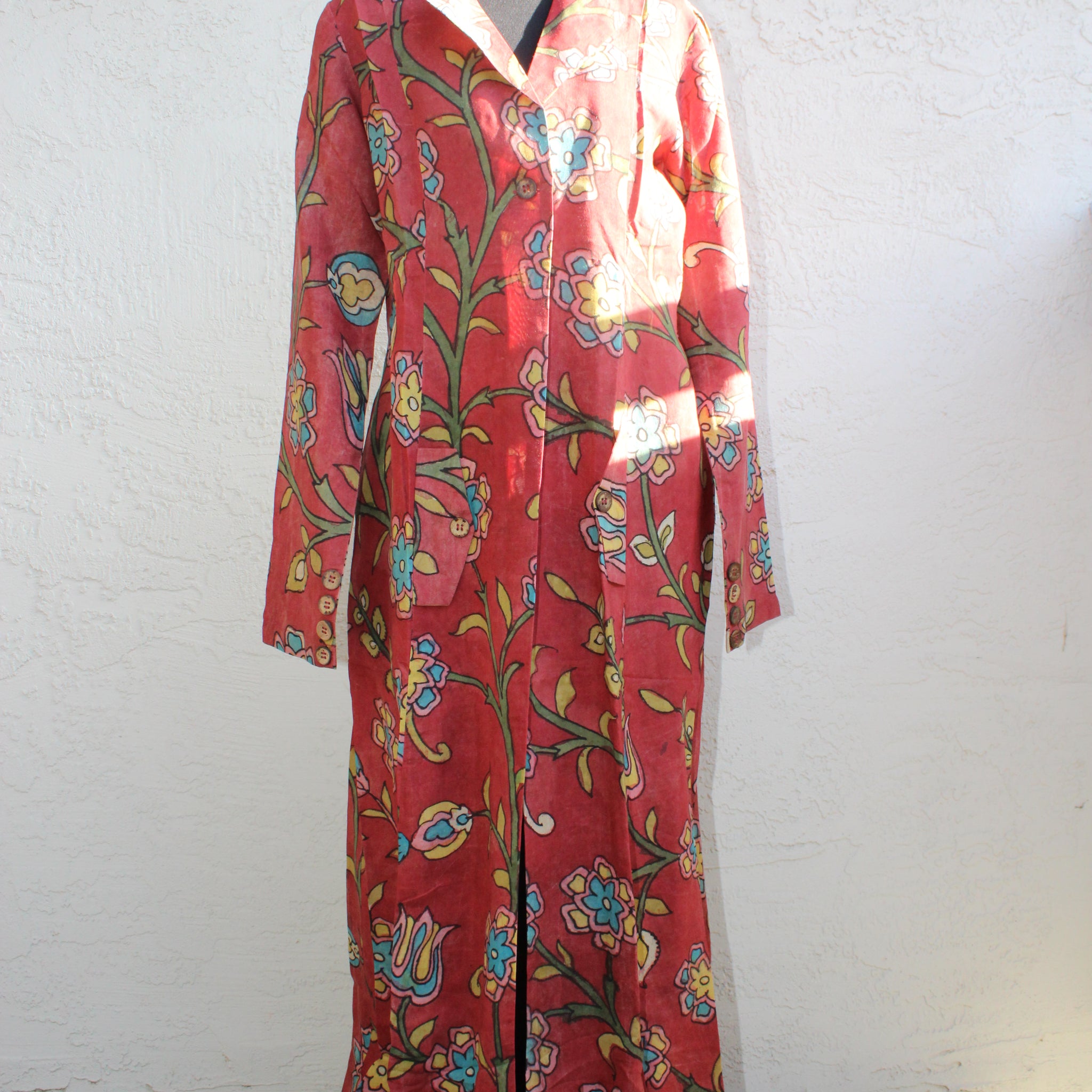 Floral Red Kalamkari Cape dress