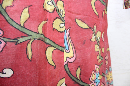 Floral Red Kalamkari Cape dress