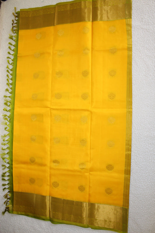 Yellow pure silk Kanjivaram saree