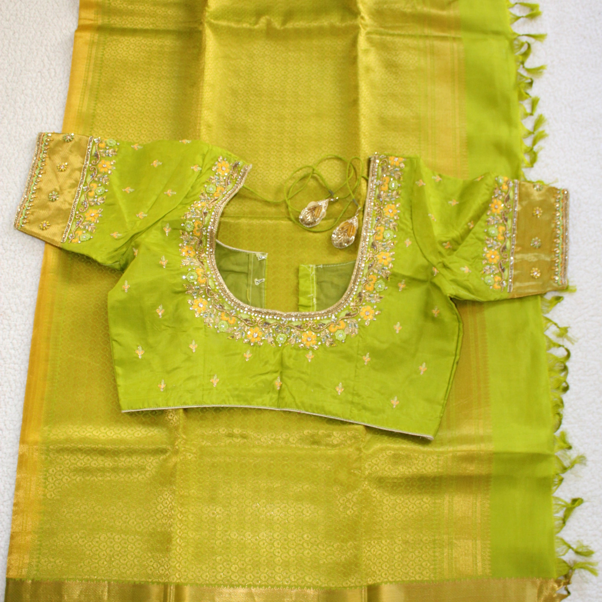 Yellow pure silk Kanjivaram saree